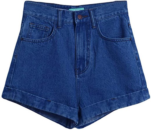 Women's High Waisted Washed Denim Shorts Rolled Hem Wide Leg Jeans Shorts Casual Loose Straight Jean Shorts with Pockets at Amazon Women’s Clothing store