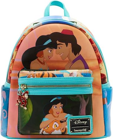 Amazon.com | Loungefly Disney Aladdin Jasmine Princess Scenes Double Strap Shoulder Bag | Casual Daypacks