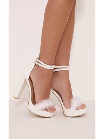 white fluff heels