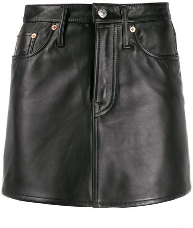 leather A-line mini skirt