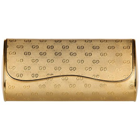 Gucci Gold Metal Logo Hard Shell Clutch Minaudière Bag, 1970s For Sale at 1stdibs