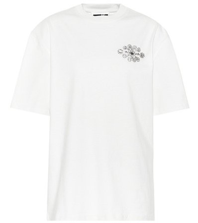 Crystal-embellished cotton T-shirt