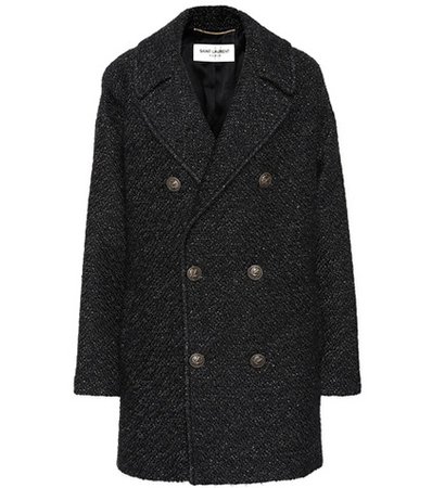 Wool-blend tweed coat