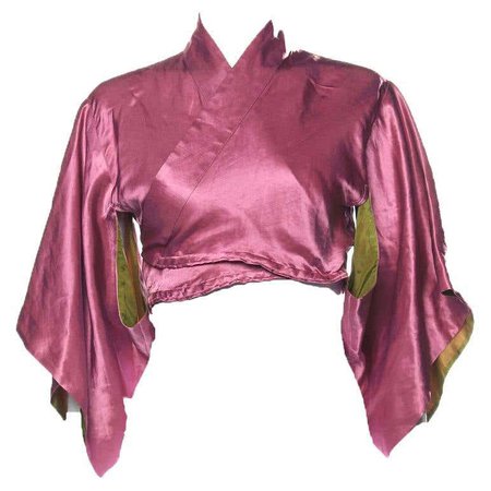 1990s Jean Paul Gaultier Silk Kimono Crop Top For Sale at 1stDibs