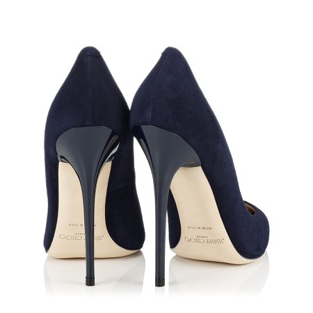 Jimmy Choo Navy Suede Pointy Toe Pumps