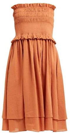Loup Charmant - Corolla Shirred Cotton Dress - Womens - Dark Orange