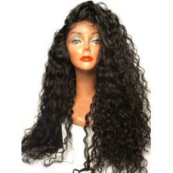 Wholesale Jerry Curly Long Side Parting Synthetic Lace Front Wig Natural Black Online. Cheap Long Lace Dress And Front Slit Dress on Rosewholesale.com
