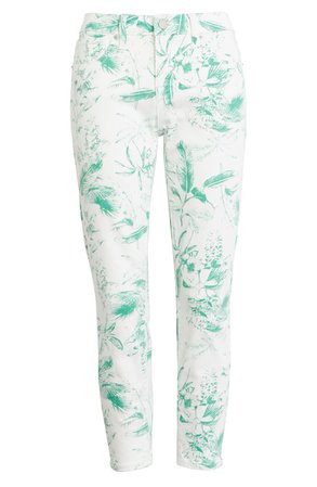 Lucky Brand Lolita Crop Skinny Jeans (Green Floral) | white