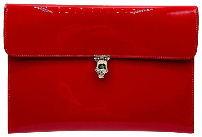 *clipped by @luci-her* Alexander McQueen Crimson Skull Envelope 358701 6226 Red Patent Leather Clutch - Tradesy