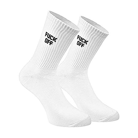 Amazon.com: FUCK OFF Swear Word Curse Printed Stockings Crew Socks Funny Men Tube Socks (White Fuck Off 3#): Clothing