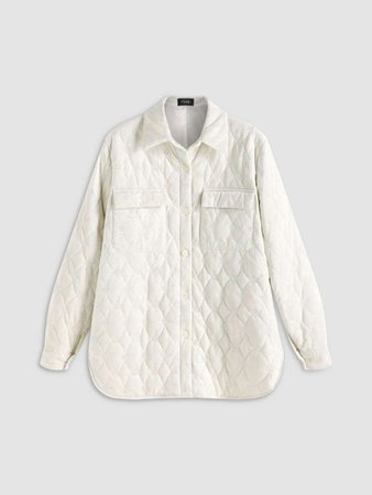 white beige quilted jacket