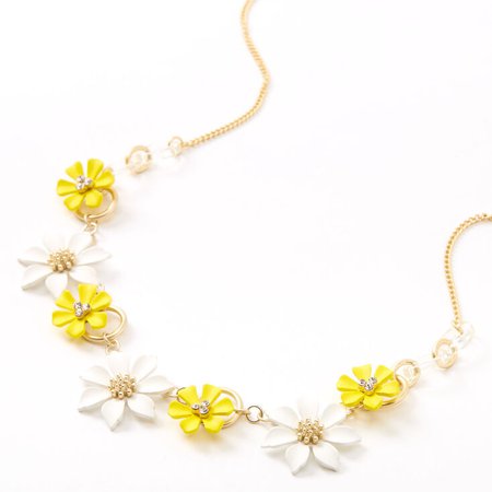 Gold Yellow & White Flower Statement Necklace | Icing US