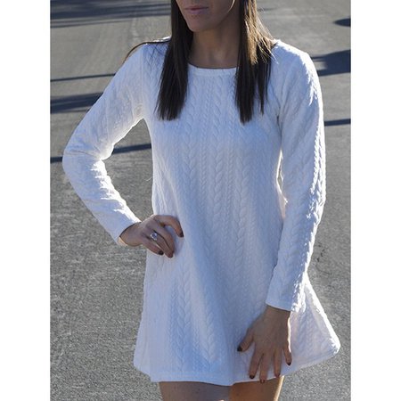 Wholesale Long Sleeve Mini Skater Sweater Dress M White Online. Cheap Long Sleeve Mini Bodycon Dress And Mini Skater Dress on Rosewholesale.com