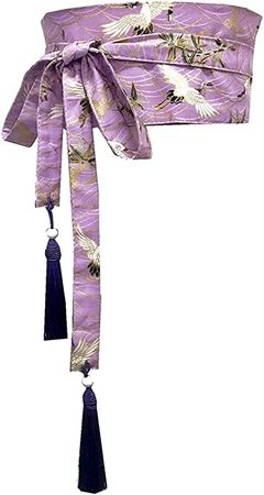Tong Gu Japanese Hekoobi Yukata Waistband Obi Kimono Belt Tassel Vintage Floral Printed Wide (11,W 5.9 inch/15cm) at Amazon Women’s Clothing store