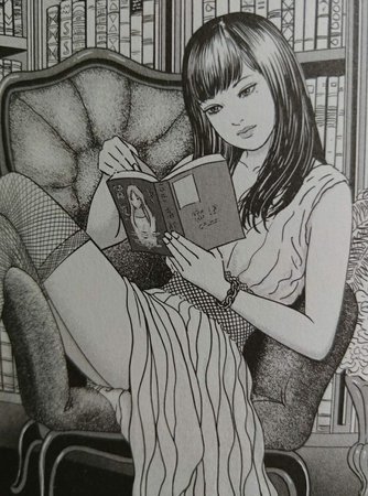 Ito — An illustration of Tomie, reading “Tomie.”