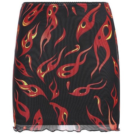 Fire Flame Mesh Short Skirt