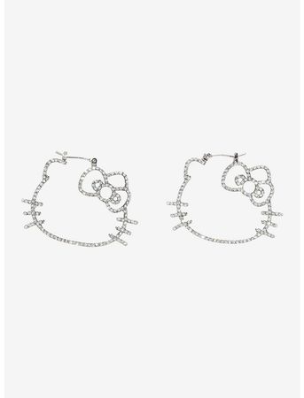 Hello Kitty Bling Outline Hoop Earrings | Hot Topic