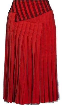 Pleated Layered Tulle And Satin Skirt