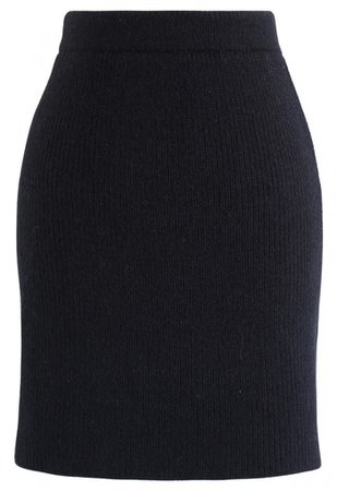 Fluffy Texture Knit Skirt in Black - NEW ARRIVALS - Retro, Indie and Unique Fashion