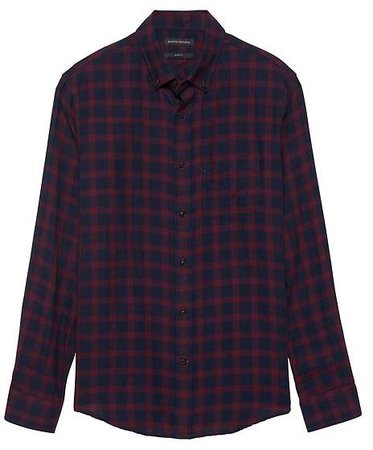 NEW Slim-Fit Crinkle Cotton Flannel Shirt