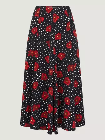 High-waisted printed midi skirt with maxi volume | Rouje • Rouje Paris