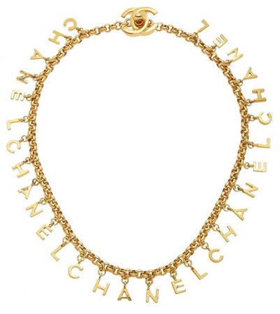 Chanel gold logo charm necklace