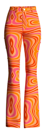 Orange and pink bootcut pants