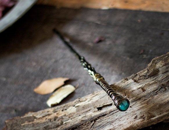 Green Top Magic Wand Magic Wand With Green Glass Dome Gold | Etsy