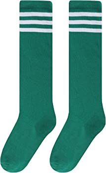 Amazon.com: Womens Novelty Striped Knee High Socks Girls Funny Athletic Solid Color Socks Cotton Tube Socks Over The Calf Socks, Green White : Clothing, Shoes & Jewelry