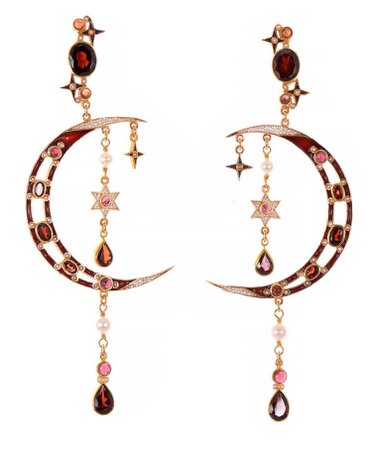 garnet sun + moon earrings