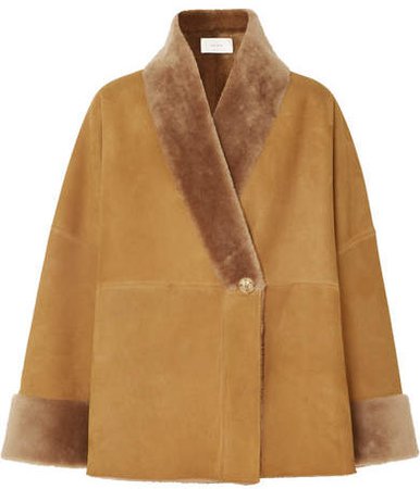 Pernia Shearling-trimmed Suede Coat - Brown