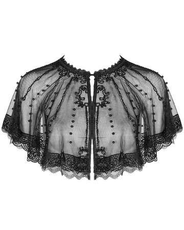 PUNK RAVE WY-1164 WOMENS EMBROIDERED GOTHIC MESH CAPELET - Punk Rave