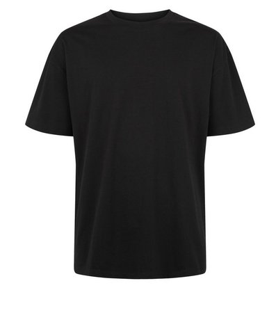 Black Crew Oversized Heavy Cotton T-Shirt | New Look