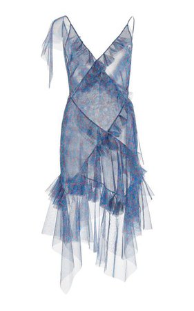Ruffled Floral Tulle Mini Wrap Dress By Philosophy Di Lorenzo Serafini | Moda Operandi