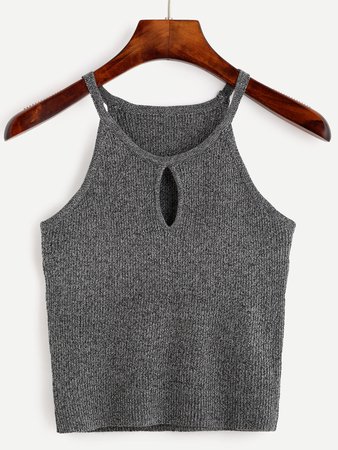 Grey Keyhole Front Marled Cami Top