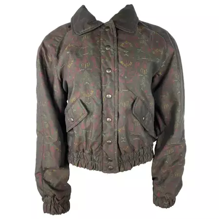 Vintage Missoni Sport Black/ Brown Floral Jacket For Sale at 1stDibs