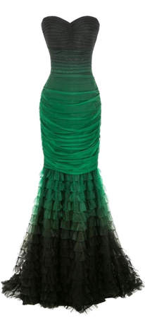 green and black ombré mermaid gown