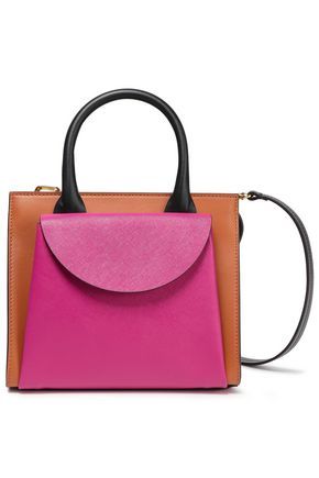Color-block textured and smooth leather shoulder bag | MARNI | Sale up to 70% off | THE OUTNET