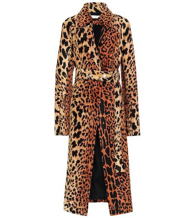 Leopard-print silk-blend coat