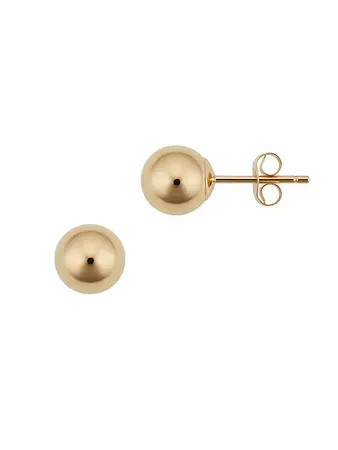 Oradina 14K Yellow Solid Gold Have A Ball Studs