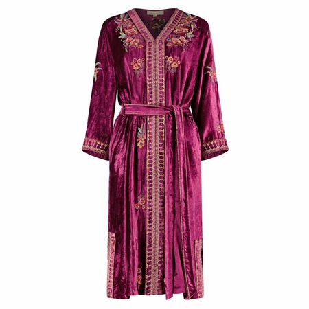 Kora Embroidered Purple Velvet Dress | EAST | Wolf & Badger