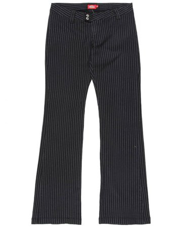 Y2K DICKIES BLACK LOW WAISTED PINSTRIPED FLARED TROUSERS - S