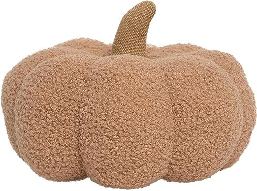 Pearhead Sherpa, Modern Fall Home, Thanksgiving and Halloween Holiday Decor Plush Pumpkin, 9", Beige : Everything Else