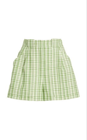 green plaid shorts