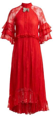Dodo Bar Or - Rossano Bow Embellished Floral Lace Dress - Womens - Red