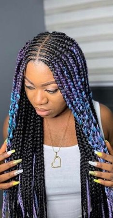 Purple and blue box braids