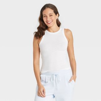 Women's Ribbed Tank Top - A New Day™ White S : Target