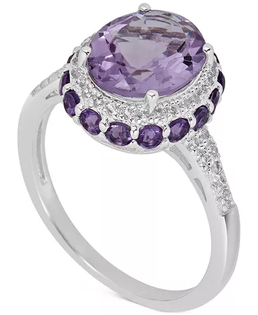 Macy's Amethyst (2-1/3 ct. t.w) and White Topaz (1/6 ct. t.w) Ring in Sterling Silver