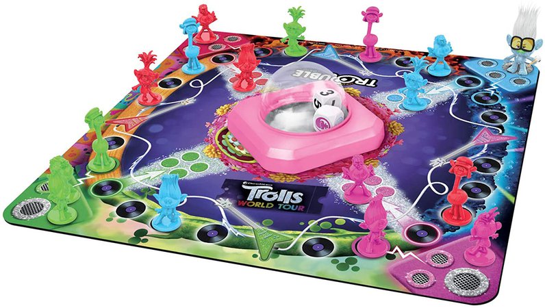 Amazon.com: Trouble: DreamWorks Trolls World Tour Edition Board Game for Kids Ages 5 and Up; Includes Tiny Diamond Figure with Hair, Model:E8906: Toys & Games