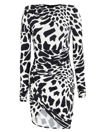 Alexandre Vauthier Draped Giraffe Print Mini Dress | INTERMIX®